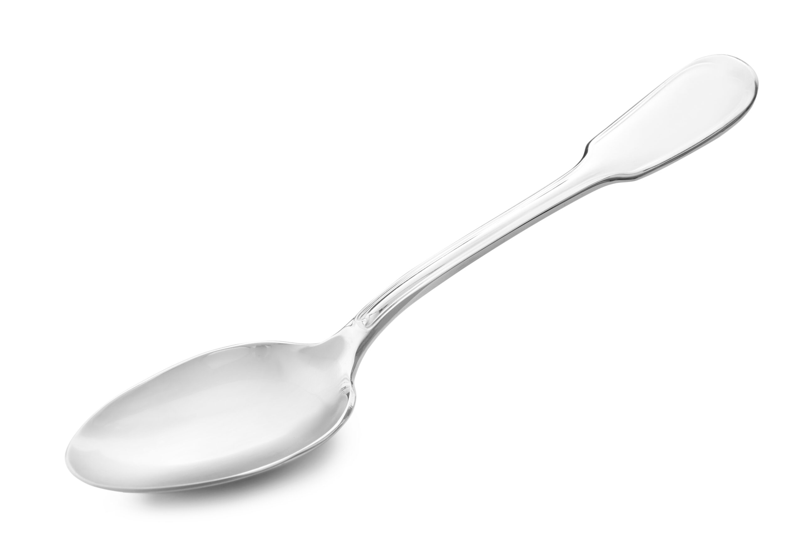 Clean,Shiny,Silver,Spoon,Isolated,On,White