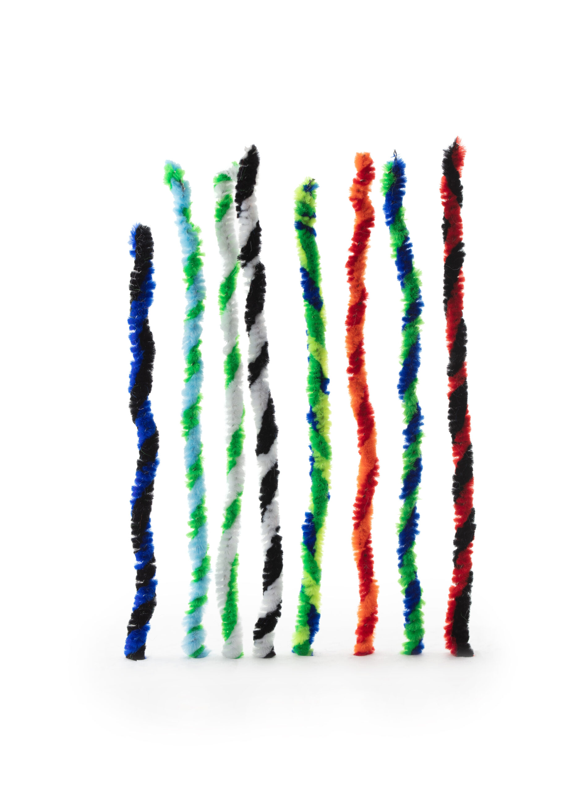 Twisted,Pipe,Cleaners,In,Two,Tone,Twists,,Isolated,On,White,